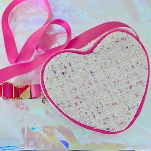 Stoney Clover Heart Fanny Pack Crossbody Bubblegum boucle tweed EUC 💖 4th SALE